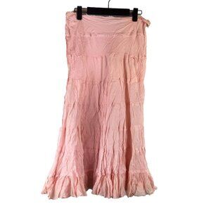 VTG Wet Seal Baby Pink Tiered Boho Western Midi Skirt L